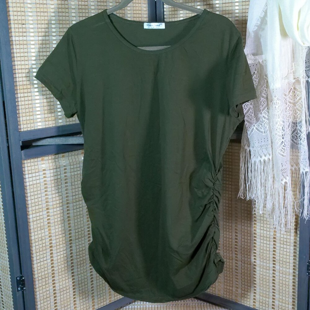 Bearsland Army Green Maternity Short Sleeve Tunic